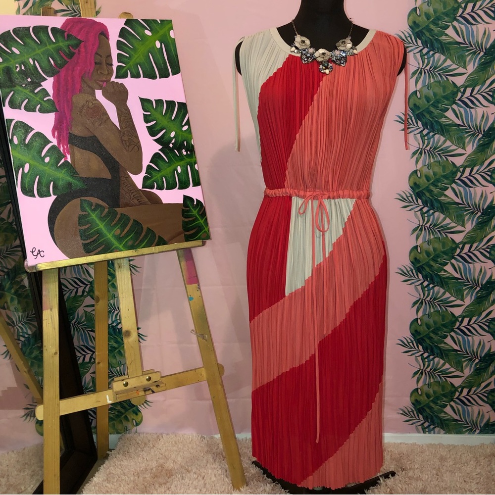 BCBGMaxAzria Coral Pleated Dress